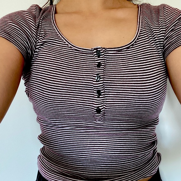 Striped tight button up shirt - Picture 1 of 2